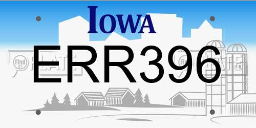 ERR396 Iowa License Plate