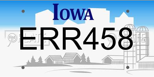 ERR458 Iowa License Plate