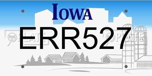 ERR527 Iowa License Plate