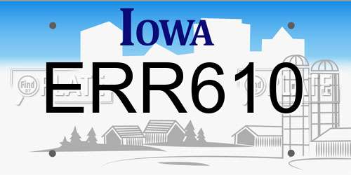 ERR610 Iowa License Plate