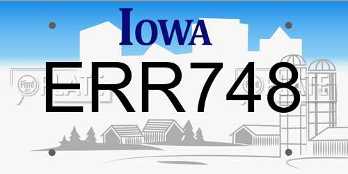 ERR748 Iowa License Plate