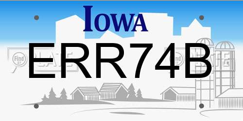 ERR74B Iowa License Plate