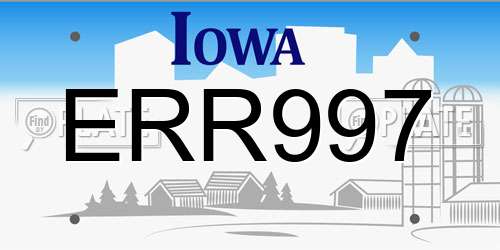 ERR997 Iowa License Plate