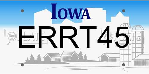 ERRT45 Iowa License Plate