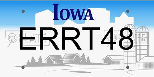 ERRT48 Iowa License Plate