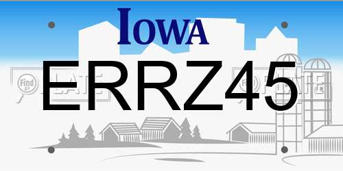 ERRZ45 Iowa License Plate