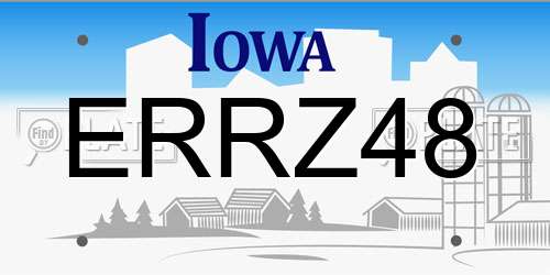 ERRZ48 Iowa License Plate