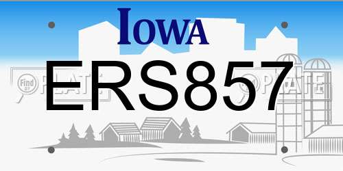 ERS857 Iowa License Plate
