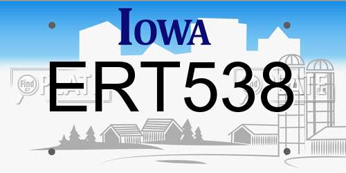 ERT538 Iowa License Plate