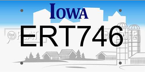 ERT746 Iowa License Plate