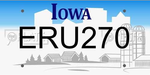 ERU270 Iowa License Plate