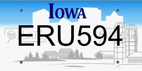 ERU594 Iowa License Plate