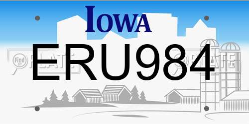 ERU984 Iowa License Plate