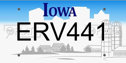 ERV441 Iowa License Plate