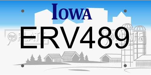 ERV489 Iowa License Plate