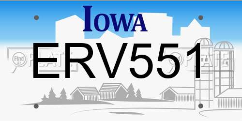 ERV551 Iowa License Plate