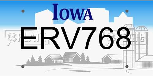 ERV768 Iowa License Plate