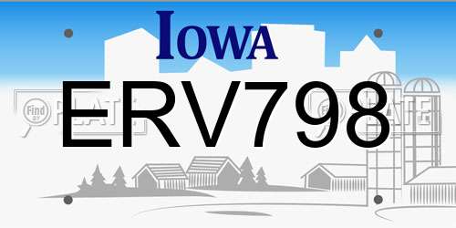 ERV798 Iowa License Plate