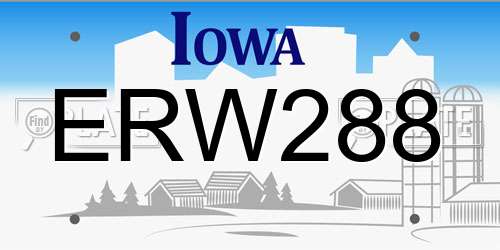 ERW288 Iowa License Plate