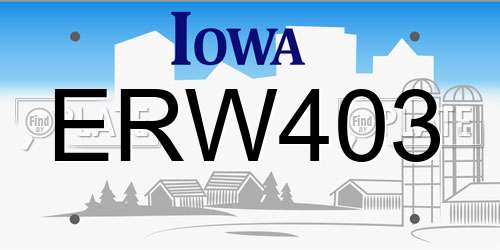 ERW403 Iowa License Plate