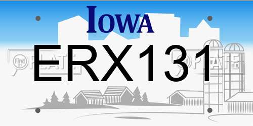 ERX131 Iowa License Plate