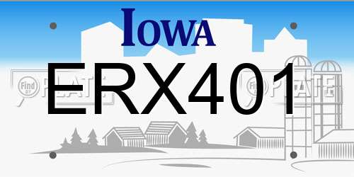 ERX401 Iowa License Plate