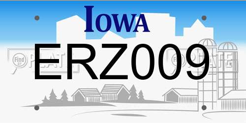 ERZ009 Iowa License Plate