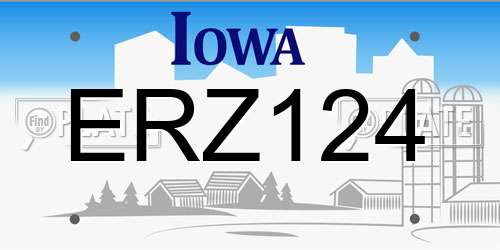 ERZ124 Iowa License Plate