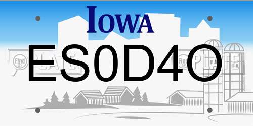 ES0D4O Iowa License Plate