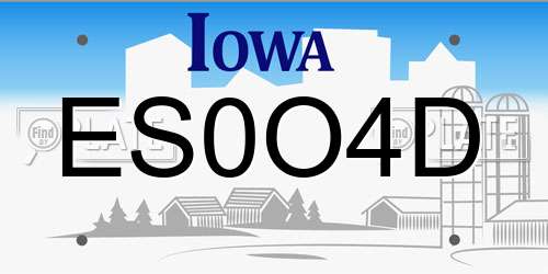 ES0O4D Iowa License Plate