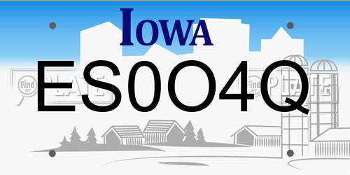 ES0O4Q Iowa License Plate