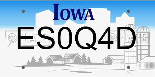ES0Q4D Iowa License Plate