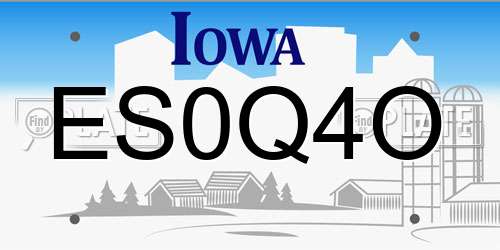ES0Q4O Iowa License Plate