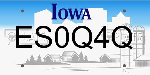 ES0Q4Q Iowa License Plate