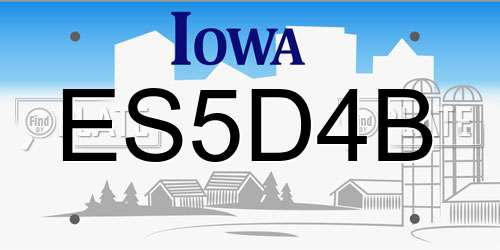 ES5D4B Iowa License Plate
