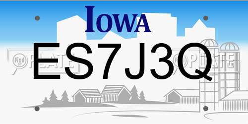 ES7J3Q Iowa License Plate