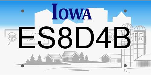 ES8D4B Iowa License Plate