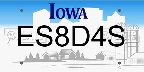 ES8D4S Iowa License Plate