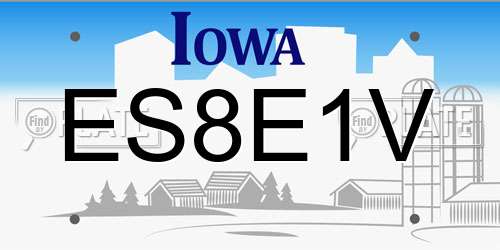 ES8E1V Iowa License Plate