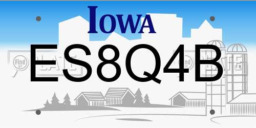 ES8Q4B Iowa License Plate