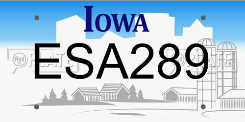 ESA289 Iowa License Plate