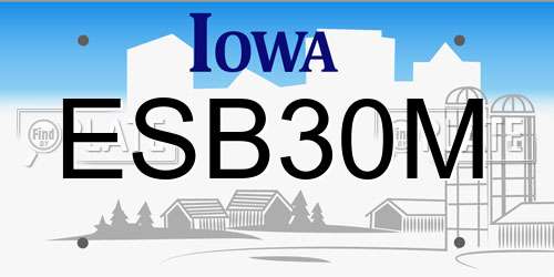 ESB30M Iowa License Plate