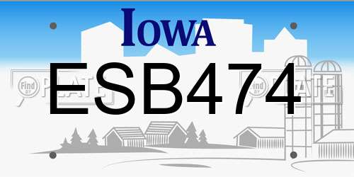 ESB474 Iowa License Plate