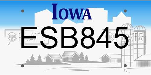 ESB845 Iowa License Plate