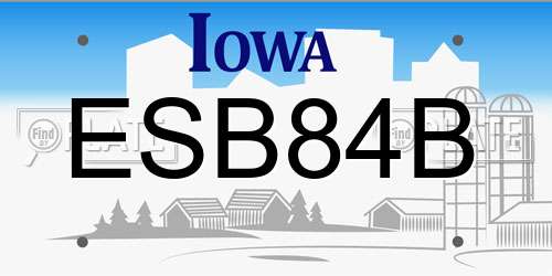 ESB84B Iowa License Plate