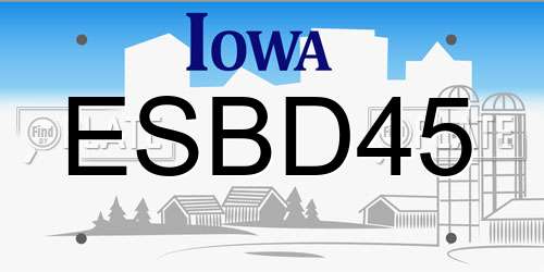 ESBD45 Iowa License Plate