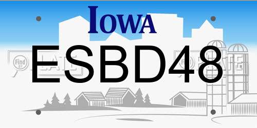 ESBD48 Iowa License Plate