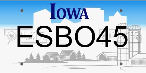 ESBO45 Iowa License Plate