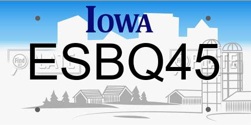 ESBQ45 Iowa License Plate