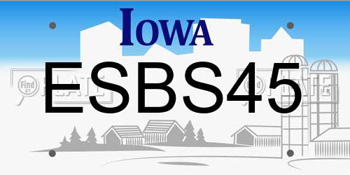 ESBS45 Iowa License Plate